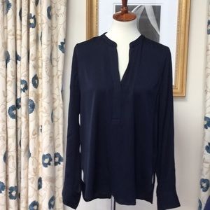 Vince Navy Zip Front Blouse Large